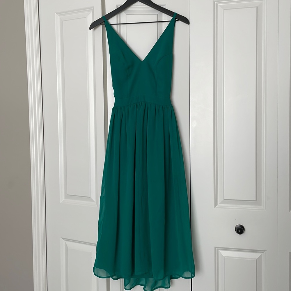 Green low back midi dress, Size 0